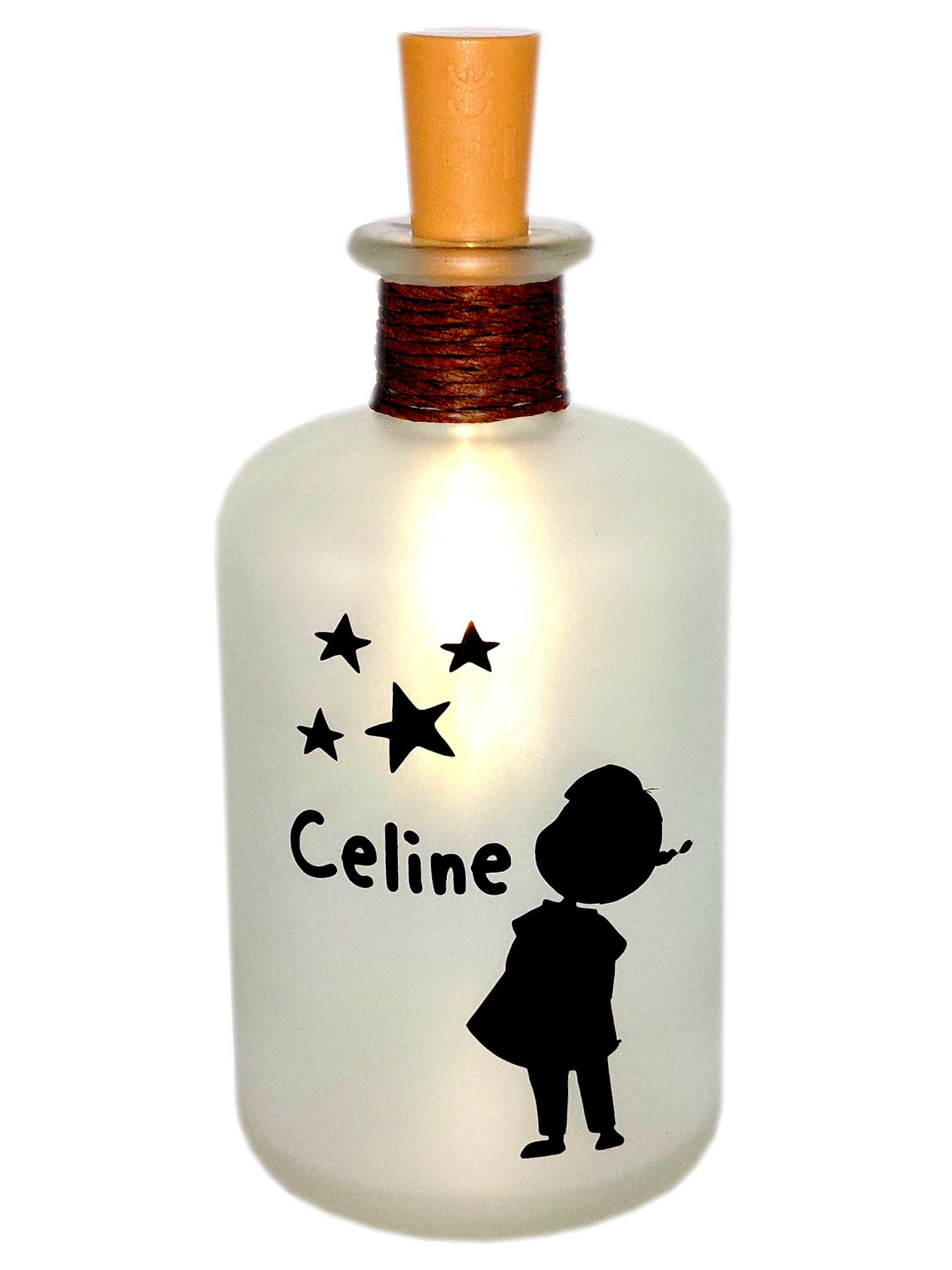 personalisierte LED-Leuchtflasche Trauer Sternenkind Mädchen