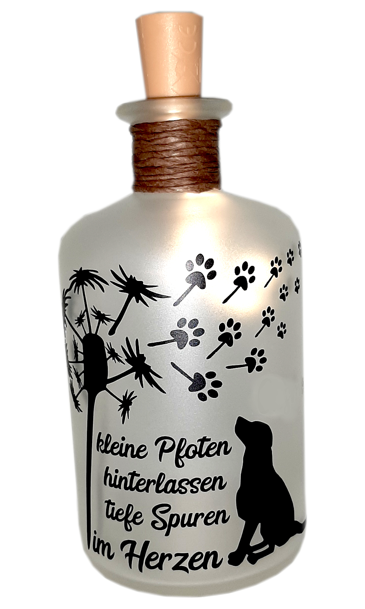 LED-Leuchtflasche Trauer Haustier Hund
