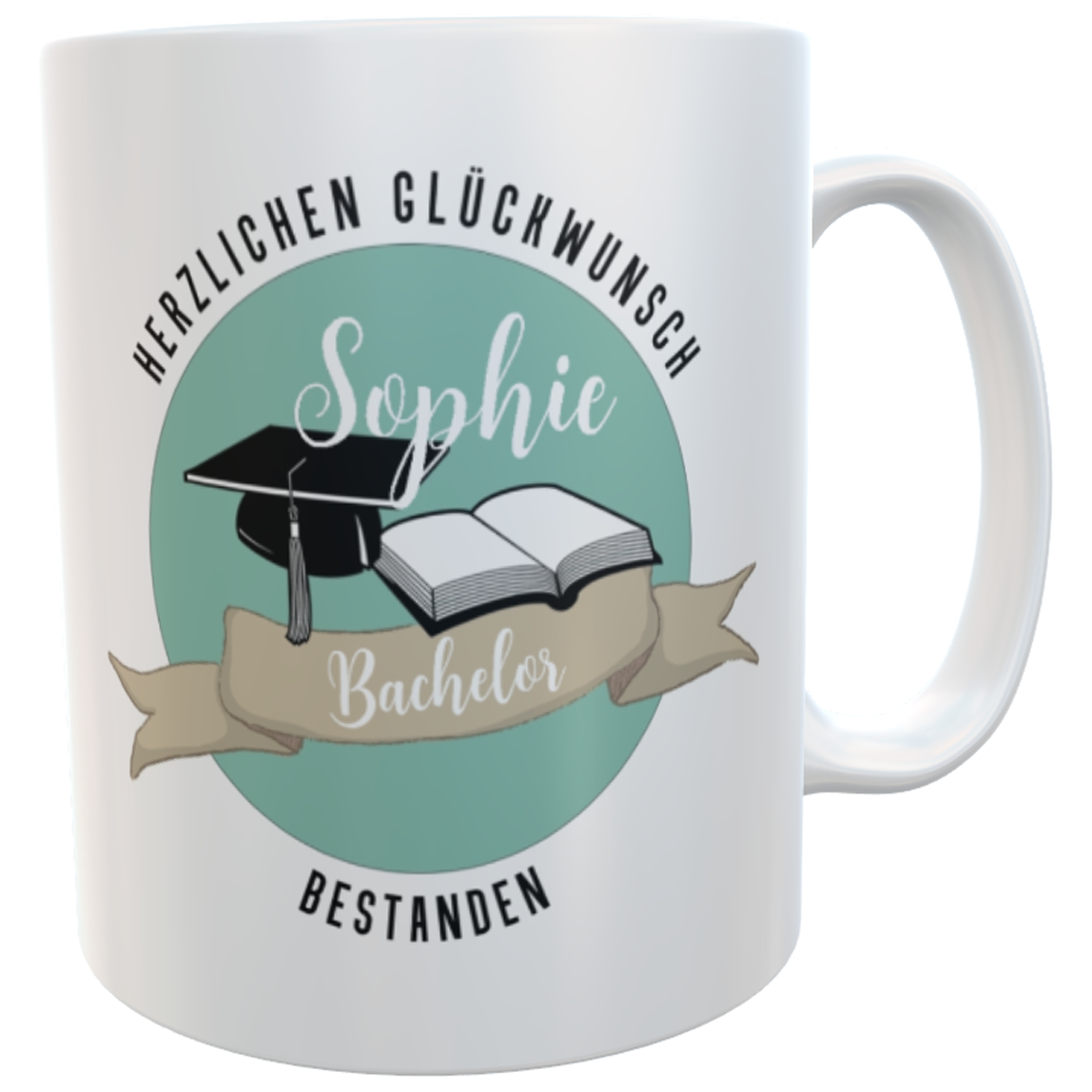 personalisierte Tasse Bachelor zur bestandenen Prüfung