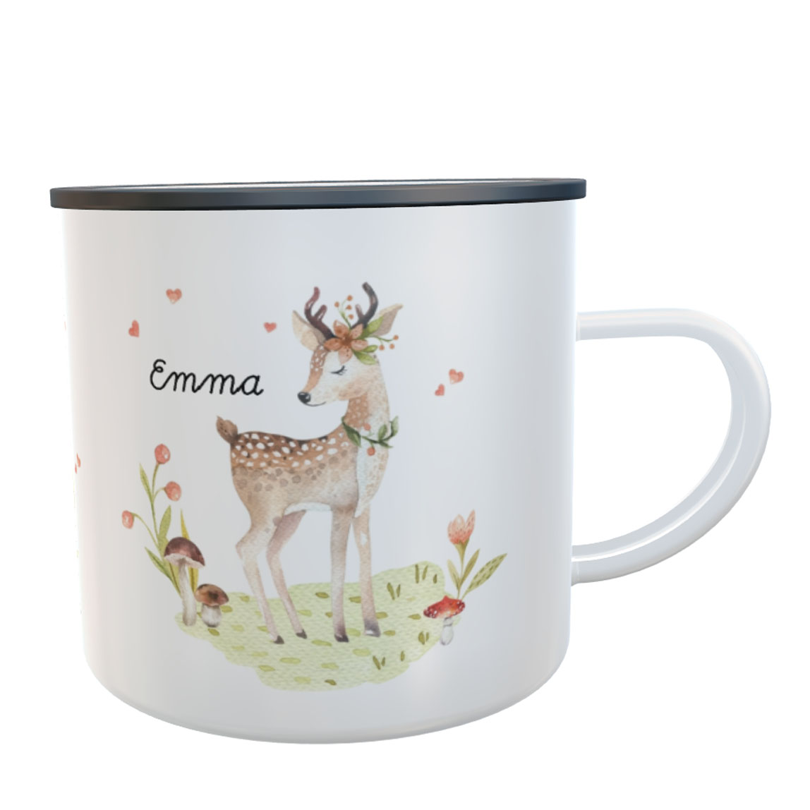 Emaille-Tasse Rehkitz nostalgie Aquarell