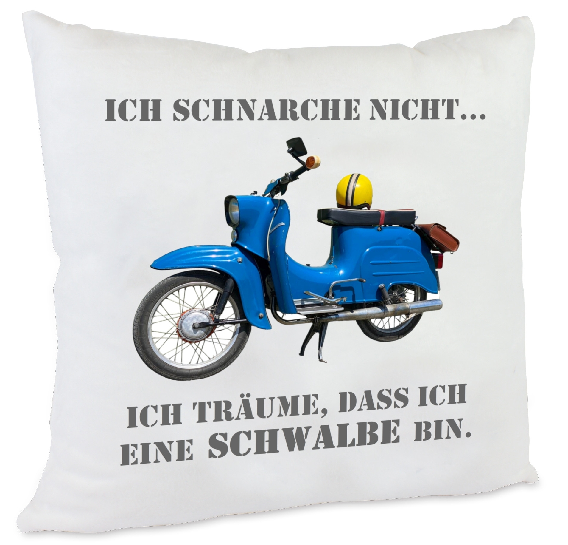 Anti-Schnarch Kissen Schwalbe Spruch Ich schnarche nicht Geschenk Geburtstag Simson-Fans Schnarchen