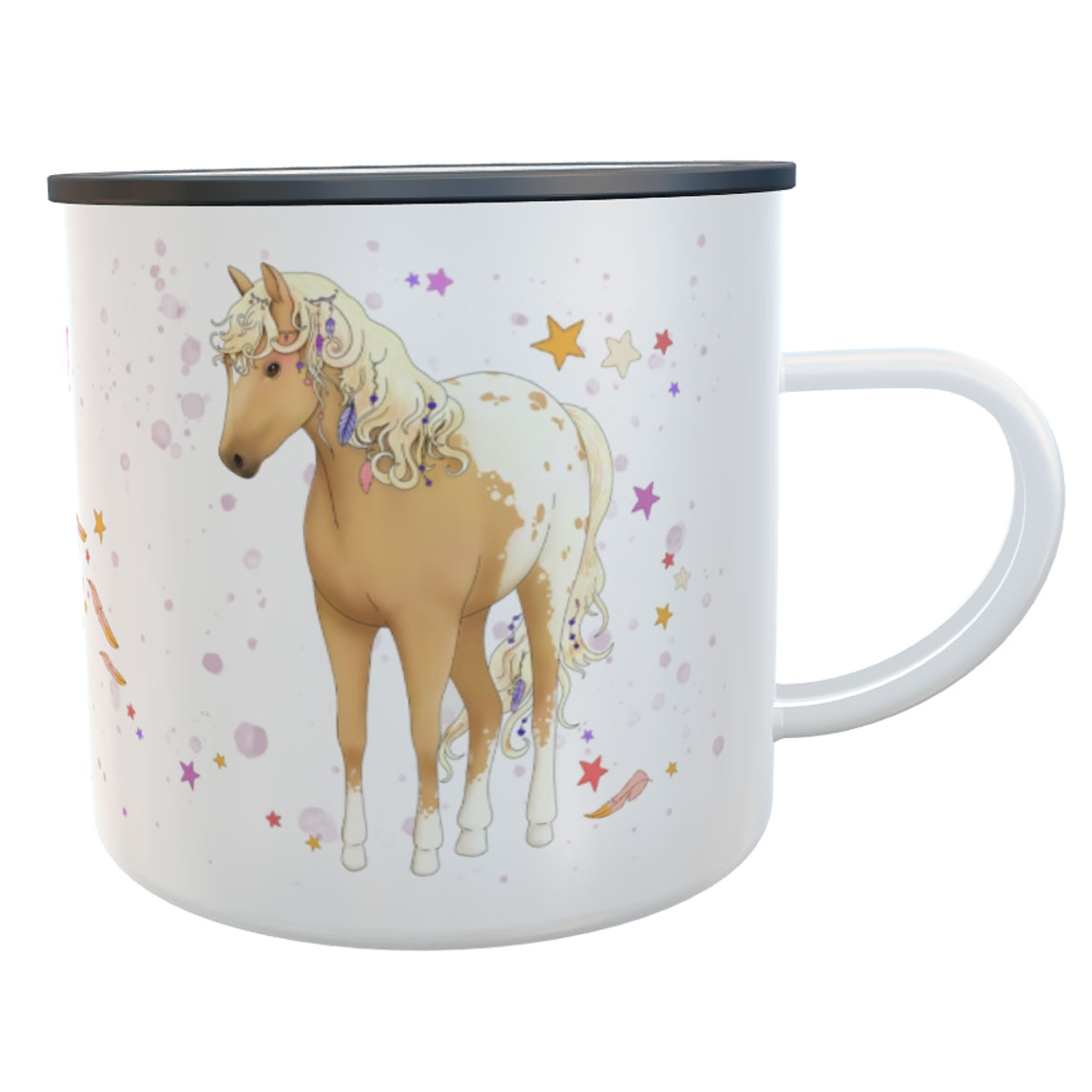 Emaille- Pferd mit Namen Schulkind 2024 Kindertasse