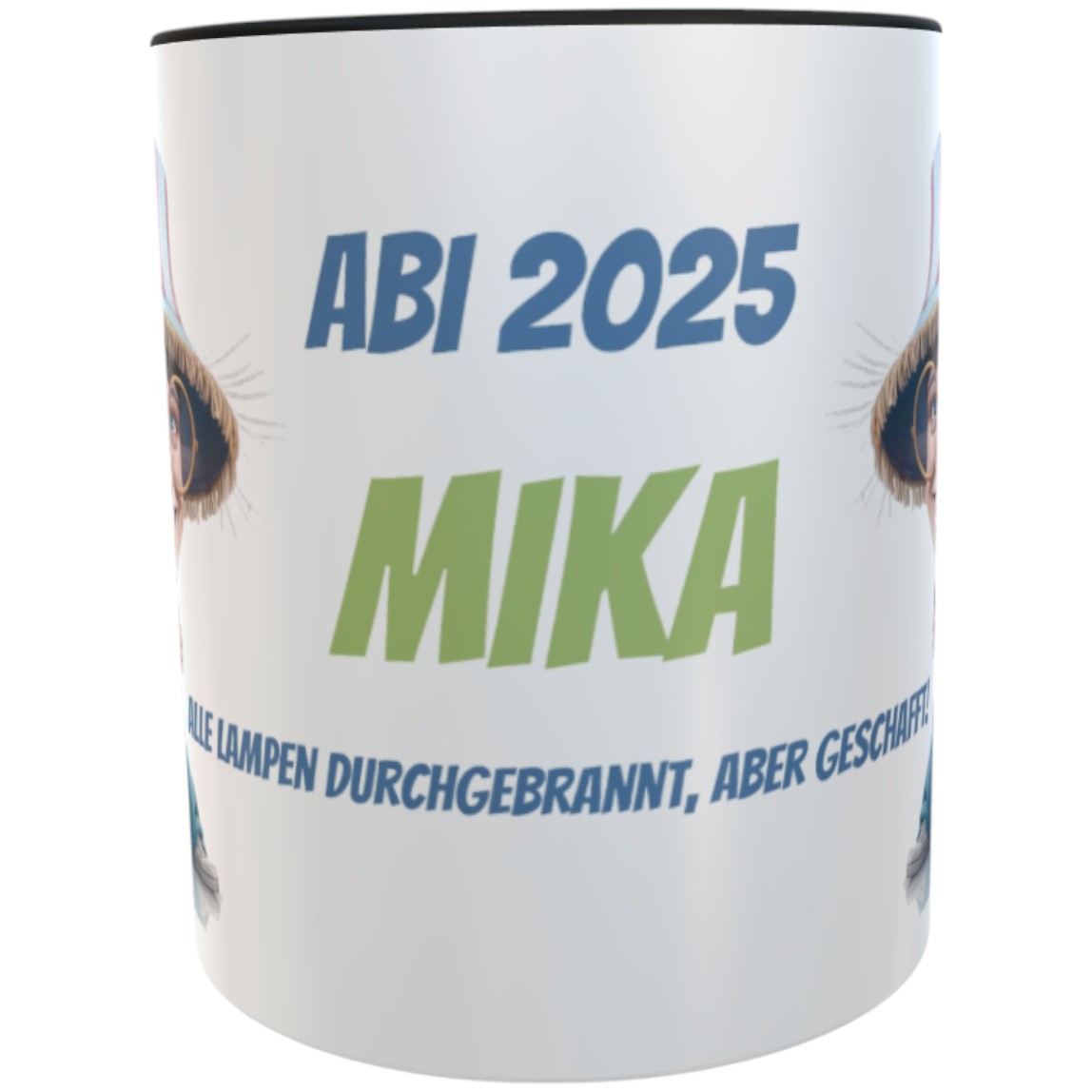 Personalisierte Abi-Tasse 2025 – Alle Lampen durchgebrannt, aber geschafft! – Lustiges Abitur-Geschenk mit Name