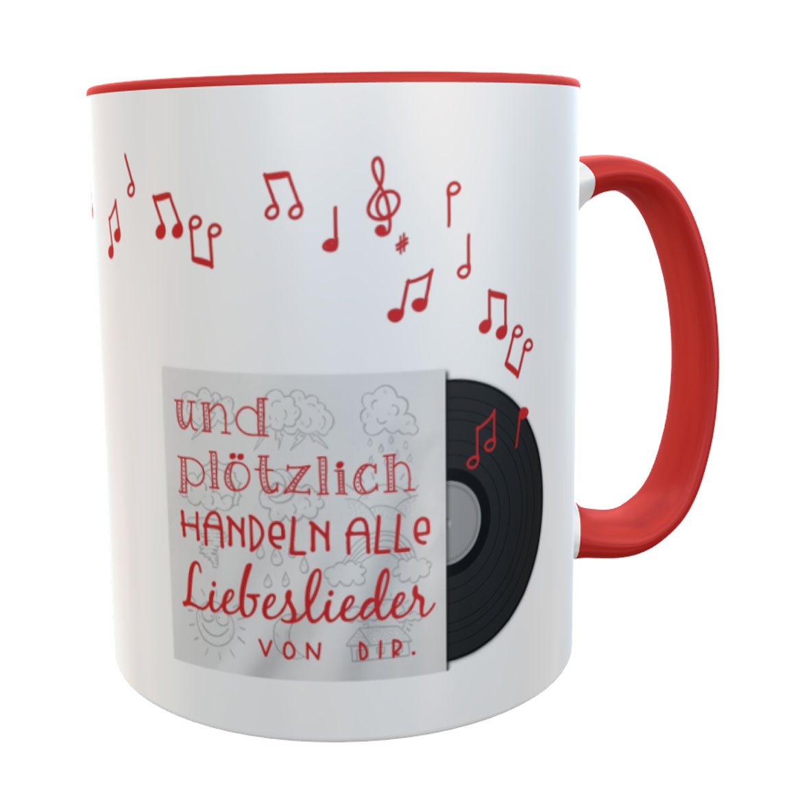 Kaffeetasse Geschenk zum Valentinstag Liebeslied rot uns