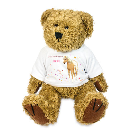 personalisierter Bär Kuscheltier Pferdemädchen beige
