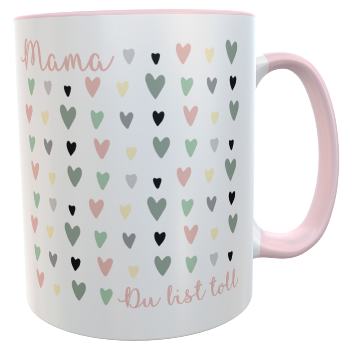 Tasse Muttertag mit Herzchen rosa Spruch du bist toll