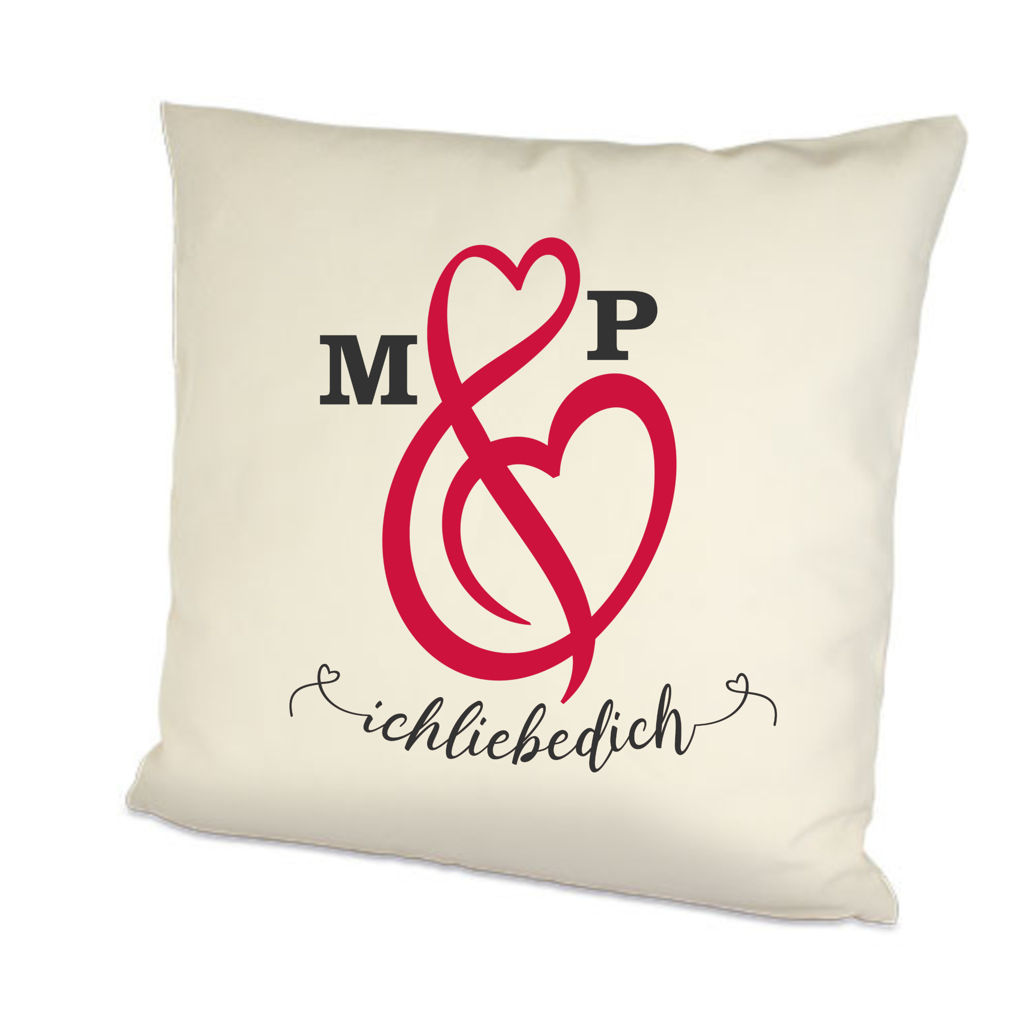 personalisiertes Leinenkissen Valentinsschleife & mit Namen