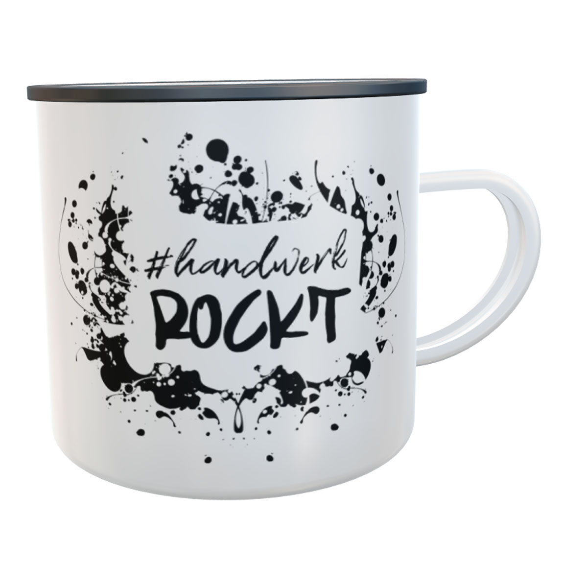 Personalisierte Emaille-Tasse Handwerk Rockt - Ideales Geschenk für Gesellenprüfung