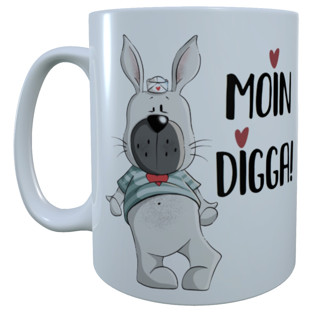 Moin Digga Tasse Hase Kaffee-Becher inkl. Geschenkverpackung