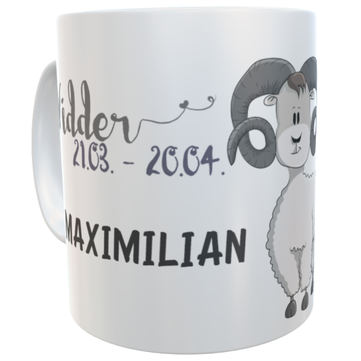 Kunststofftasse Sternzeichen mit Name Geschenkiddee zum Geburtstag Steinbock