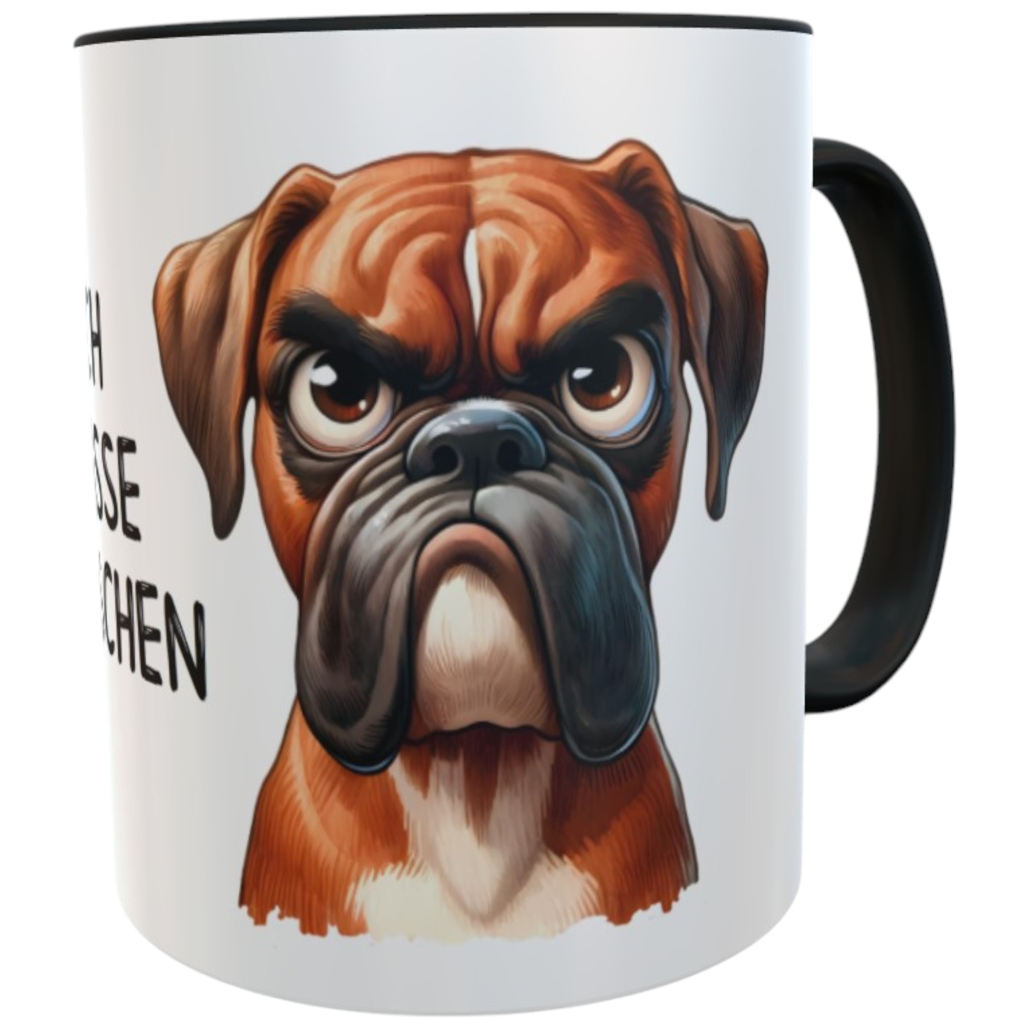 Bürotasse mit Spruch Ich hasse Menschen - Boxer mit mieser Laune