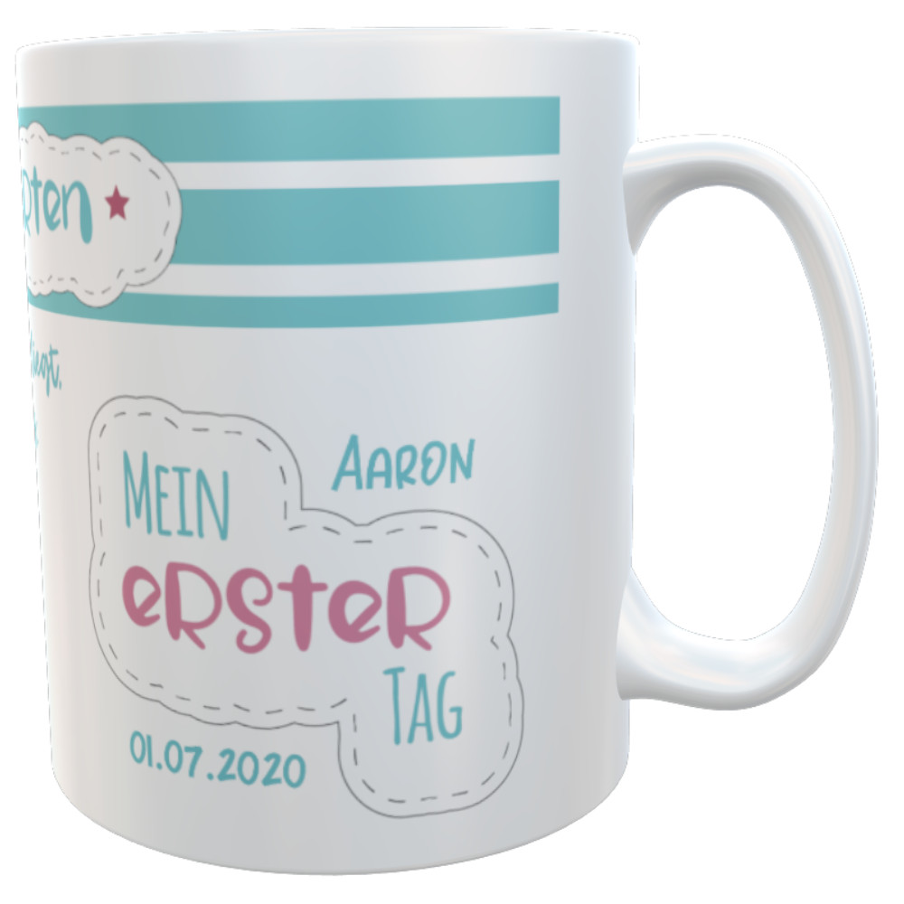 Kindertasse Kunststoff personalisiert Kindergartenkind Jungen emmapünktchen, inkl. Geschenkverpackung