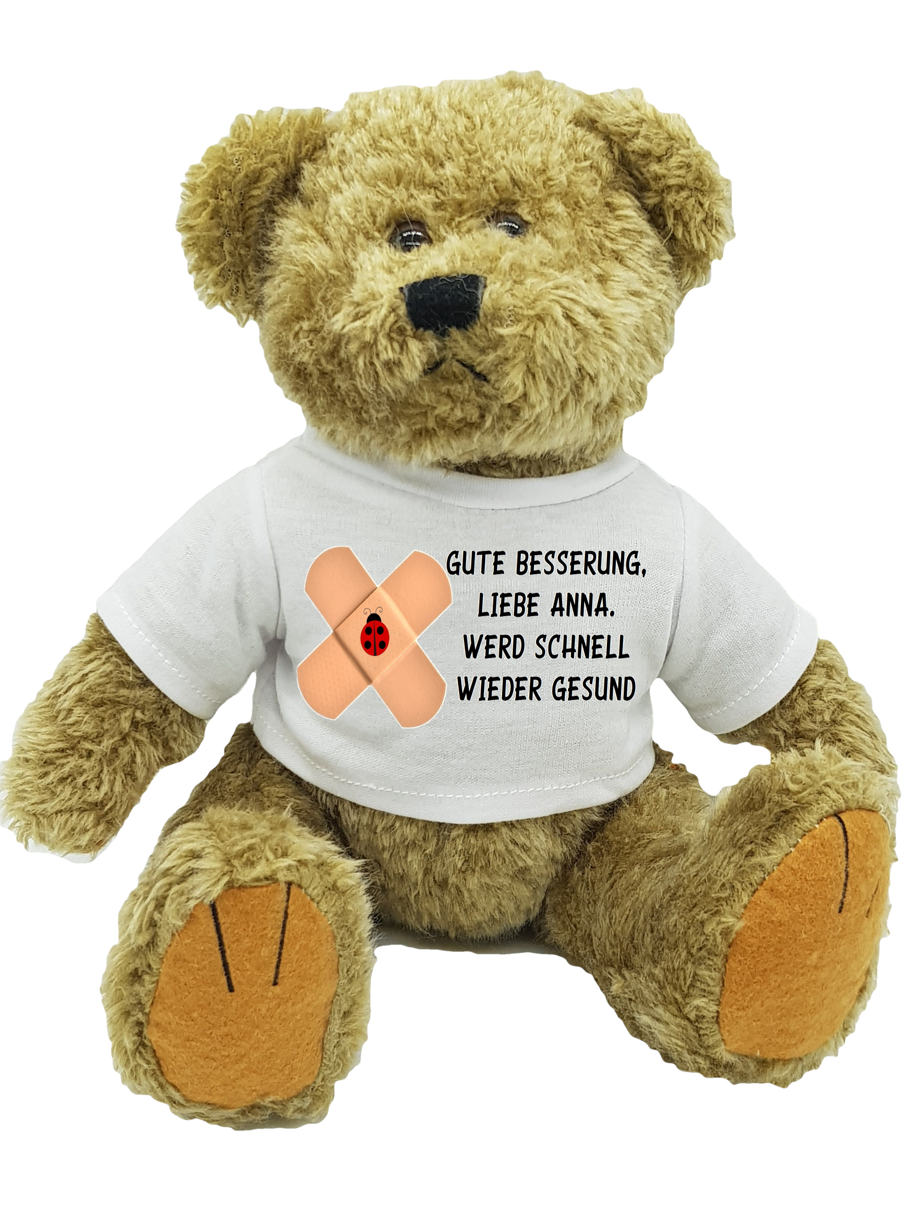 Gute Besserung Kuscheltier Bär mit Wunschname personalisiert