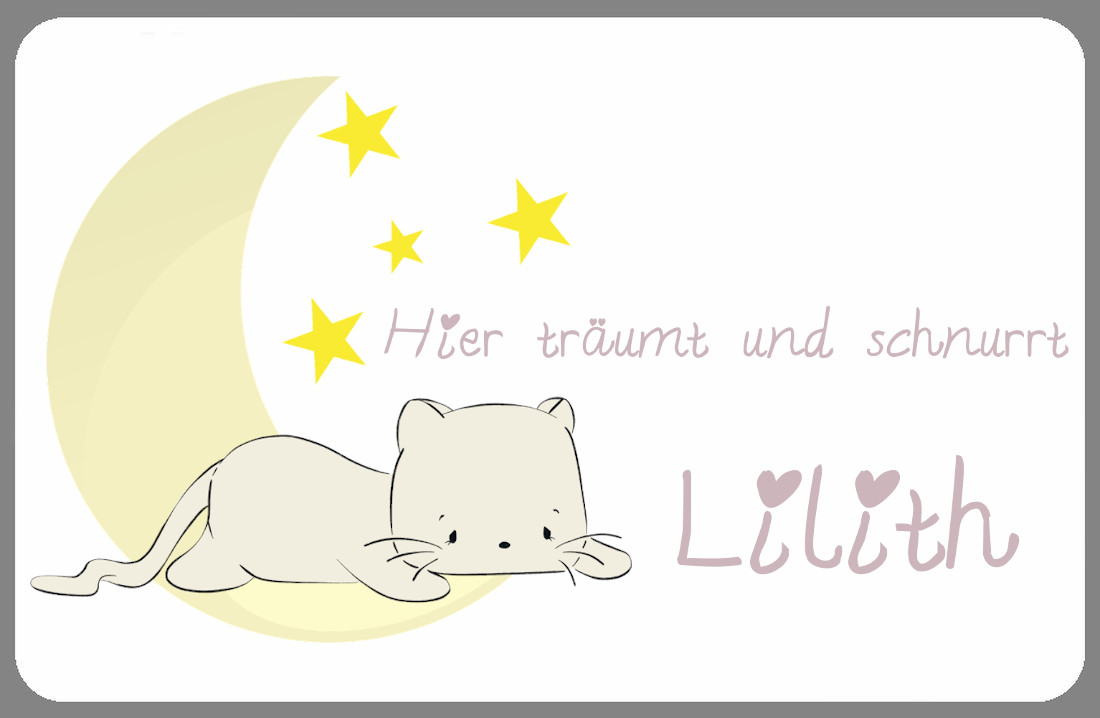 Türschild Katze emma pünktchen Faulpelz mit Wunschname