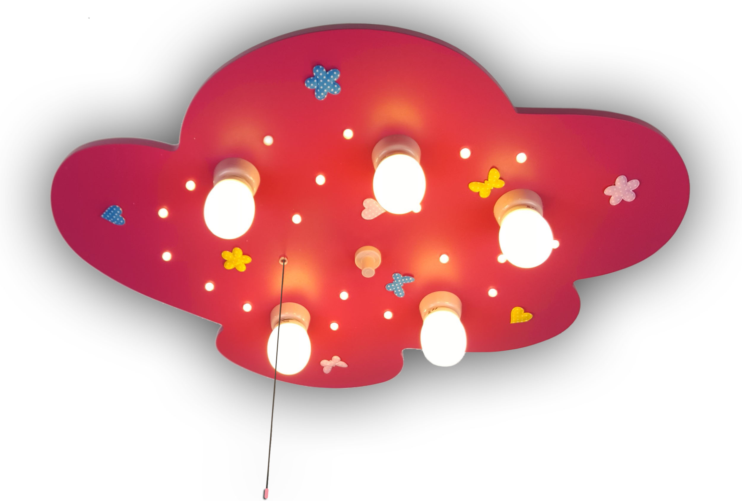 Niermann Deckenlampe Wolke mit Blumenwiese, magenta