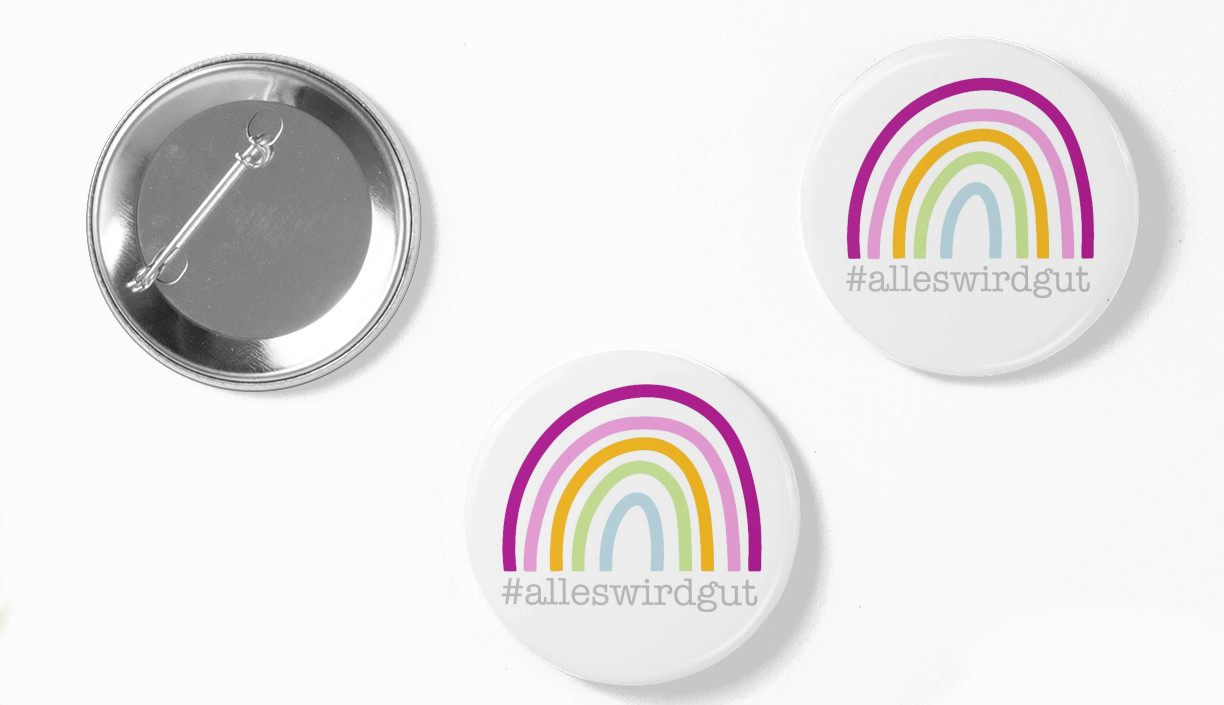 3er Set Mut-Mach-Buttons #alleswirdgut 59mm Ansteck-Pin 3er Set