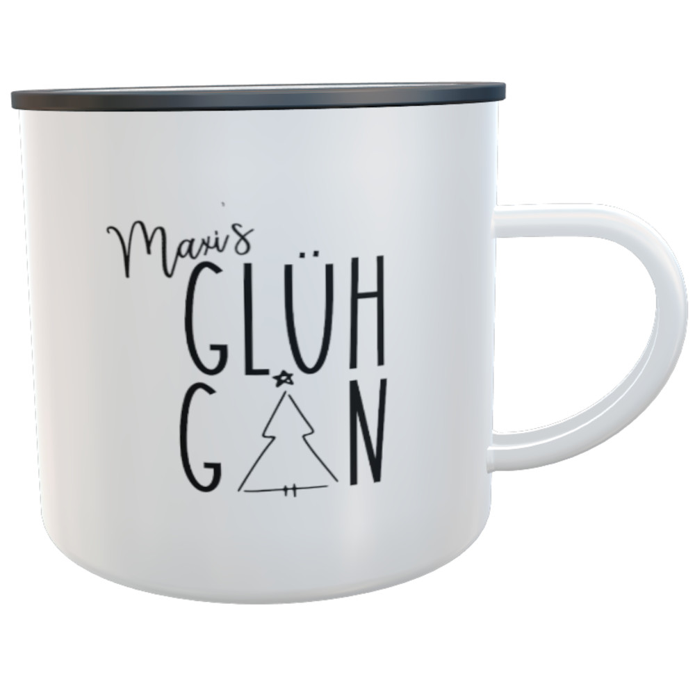 Emaille-Tasse Glüh-Gin Tannenbaum , Stern mit Namen
