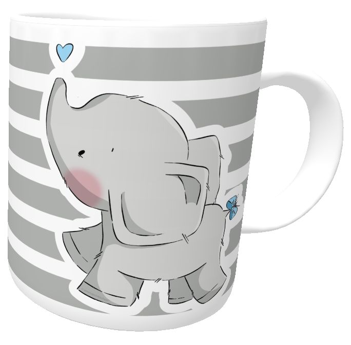 Kindertasse Elefant Eli Love emmapünktchen mit Wunschname inkl. Geschenkverpackung Keramik