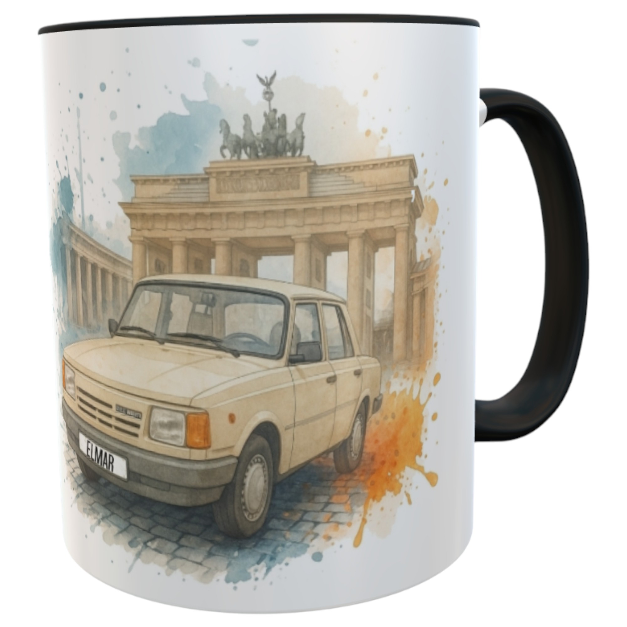 Personalisierte Kaffeetasse Wartburg 1.3 – 300ml Nostalgie Tasse mit Name auf Nummernschild – DDR Auto Motiv, spülmaschinenfestes Geschenk