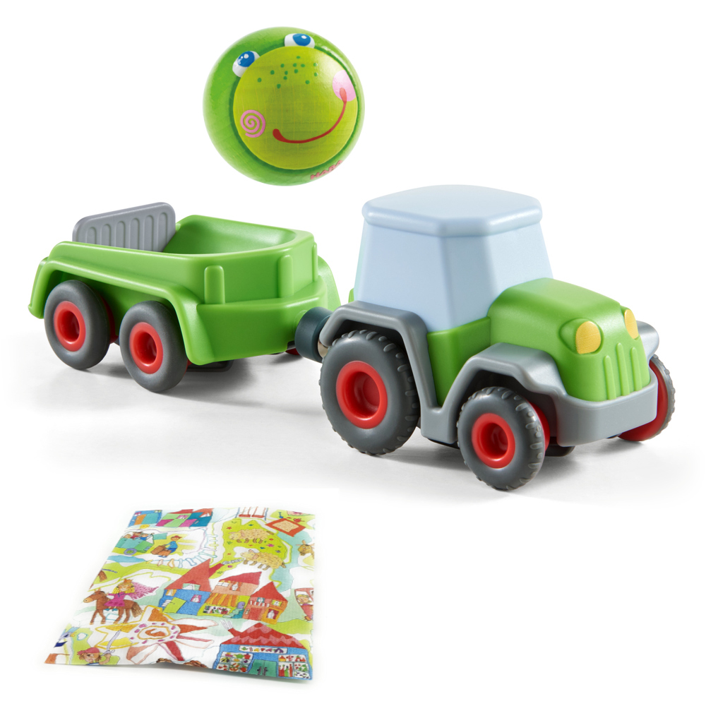 Haba Traktor mit Anhänger und Holzkugel Frosch