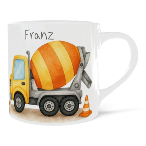 personalisierte Kinder-Kunststofftasse mit Betonmischer 180ml
