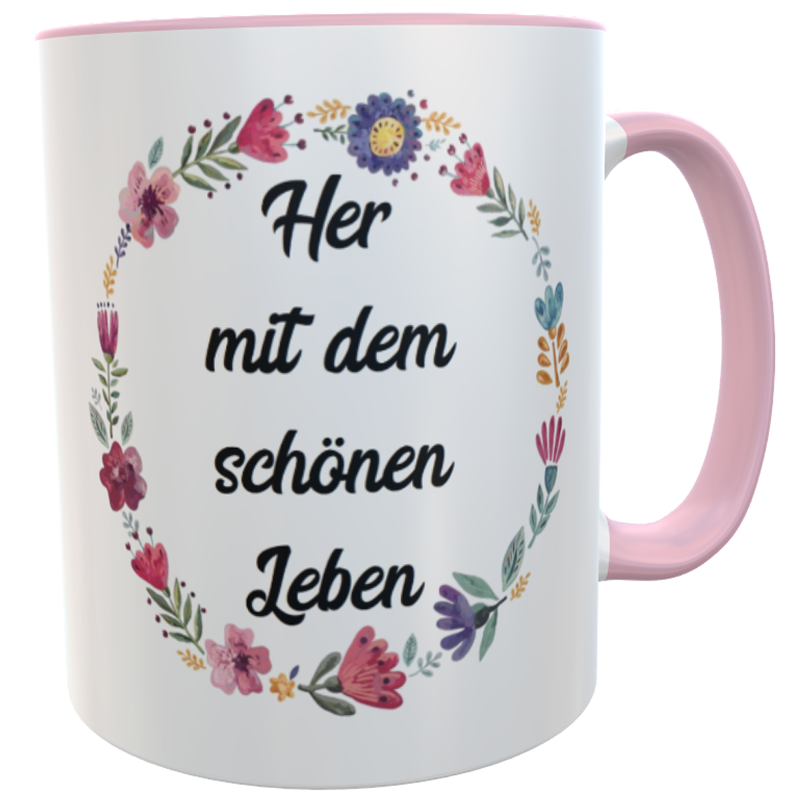 Tasse Blumenranke Spruch Das Leben ist so schön Landhaus Vintage