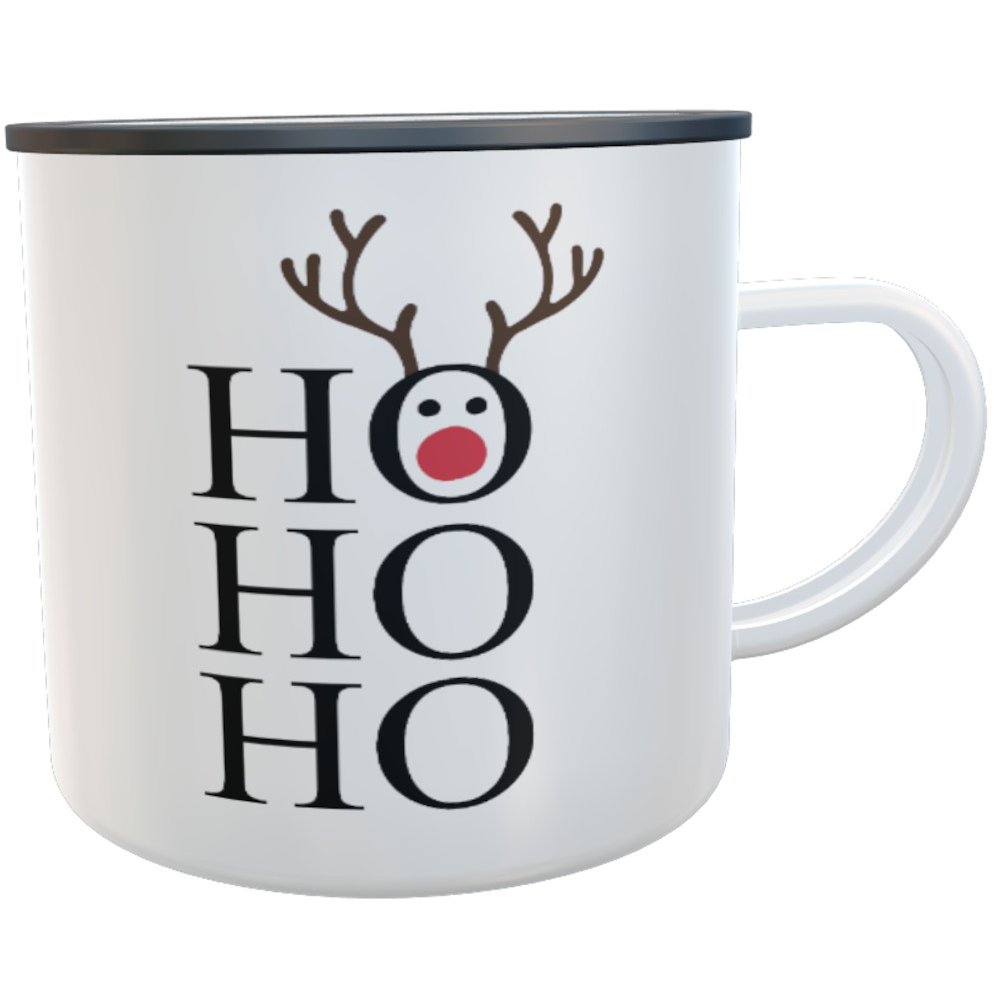 Emaille-Tasse HoHoHo... mit Rentier