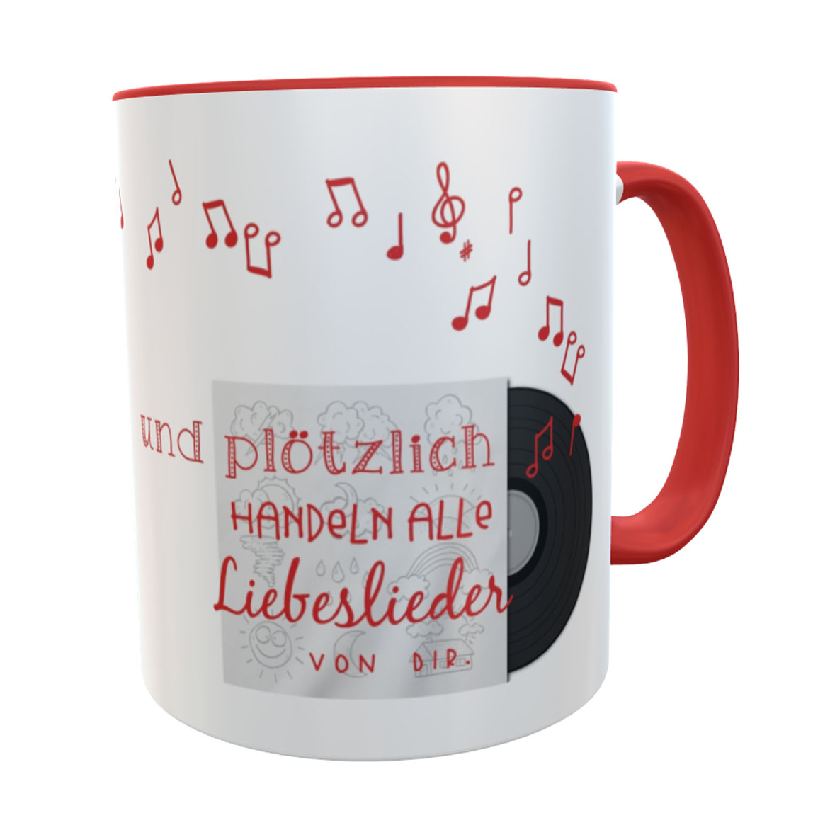 Kaffeetasse Geschenk zum Valentinstag Liebeslied rot dir