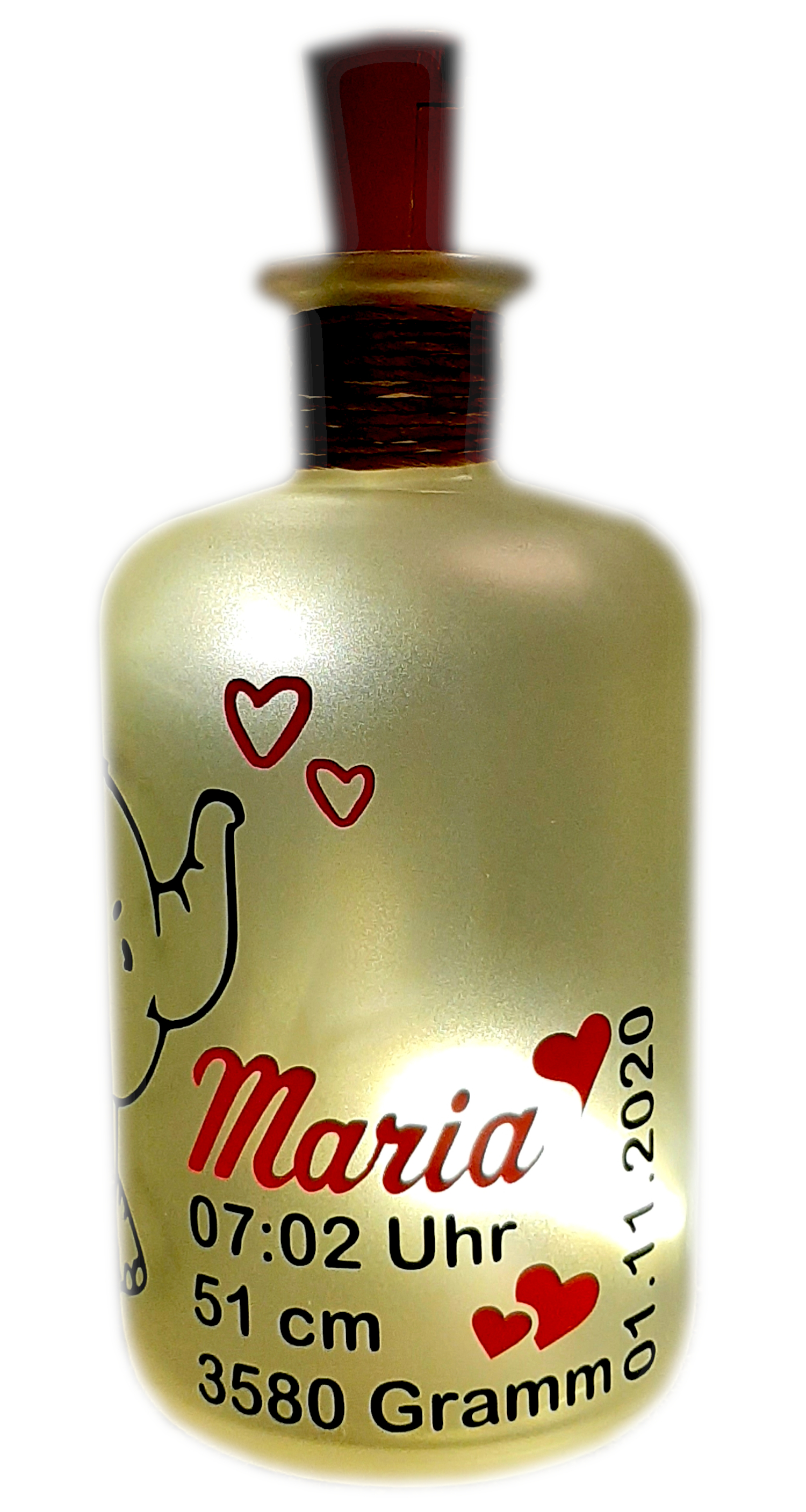 LED-Leuchtflasche Geburt Mädchen Geschenk Taufe Geburtstag Geschenkflasche Nachtlicht