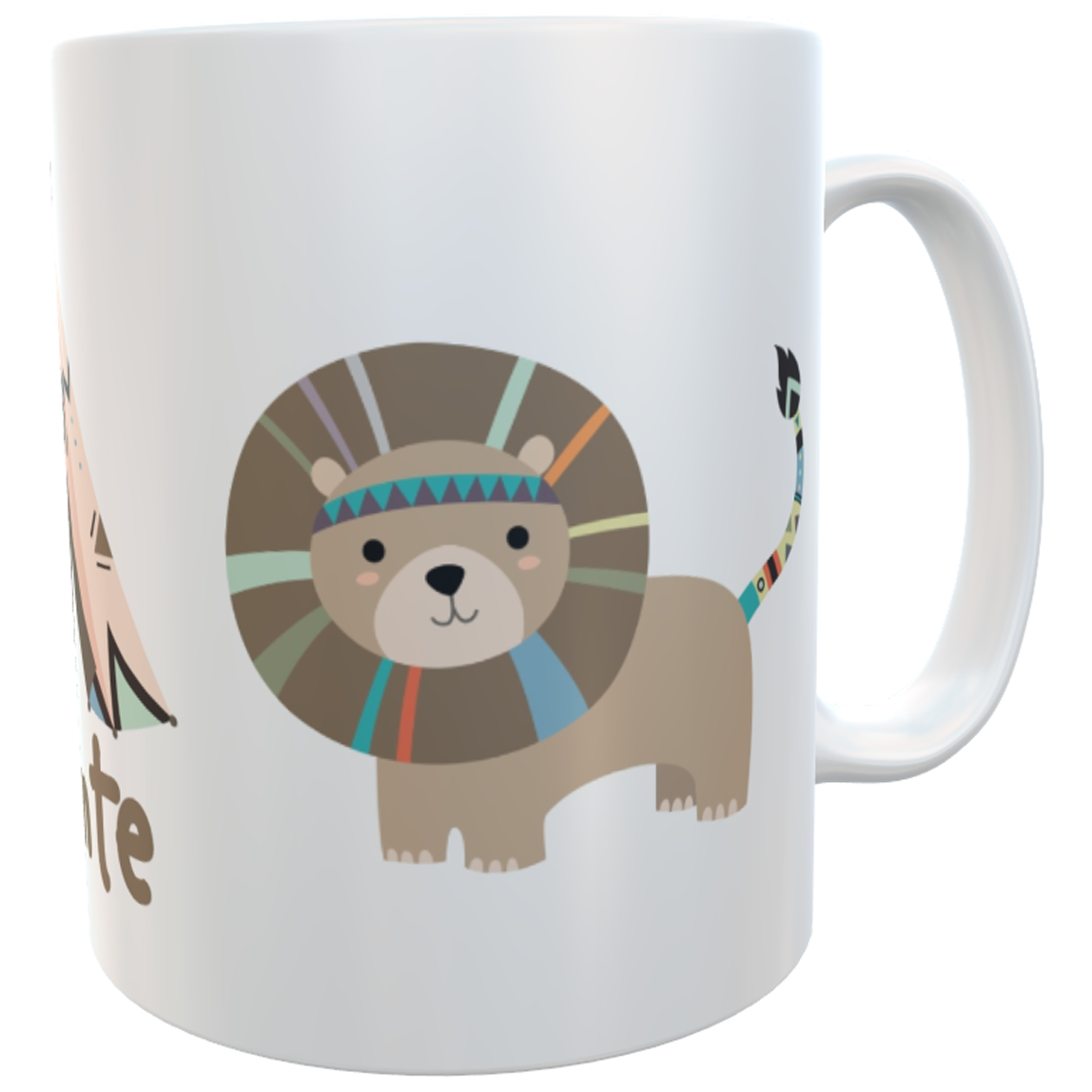 Namenstasse Löwen - personalisierte Kindertasse, Henkeltasse