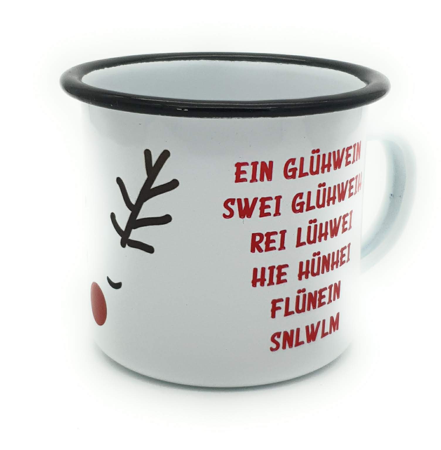 Emaille-Tasse Ein Glühwein... mit Rentier