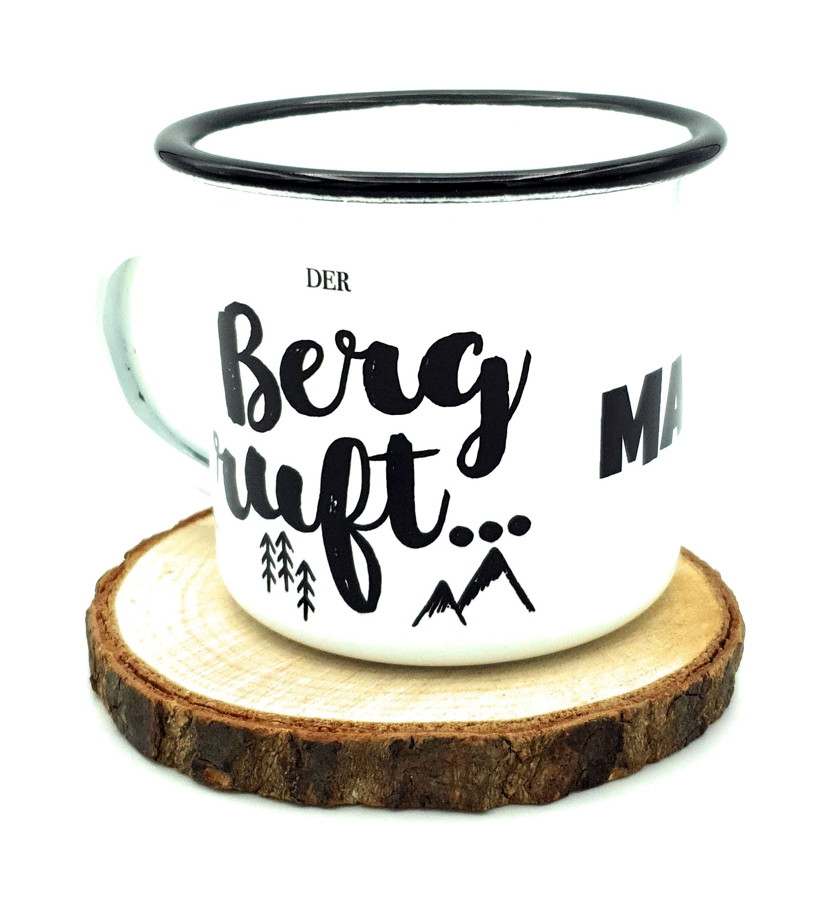 Emaille-Blechtasse Der Berg ruft - Gipfelglück mit Wunschname