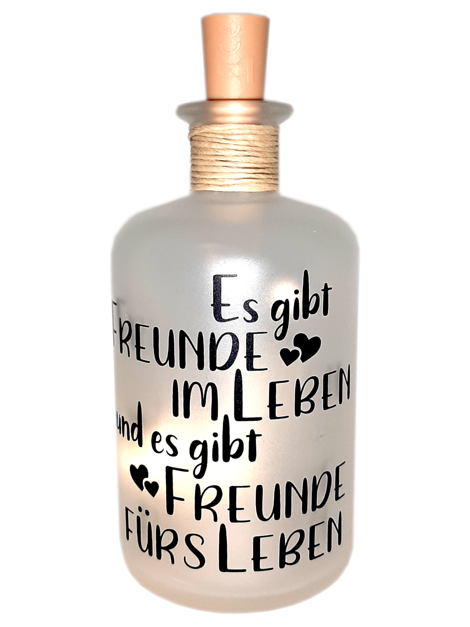 LED-Leuchtflasche Freunde Geschenk schwarz