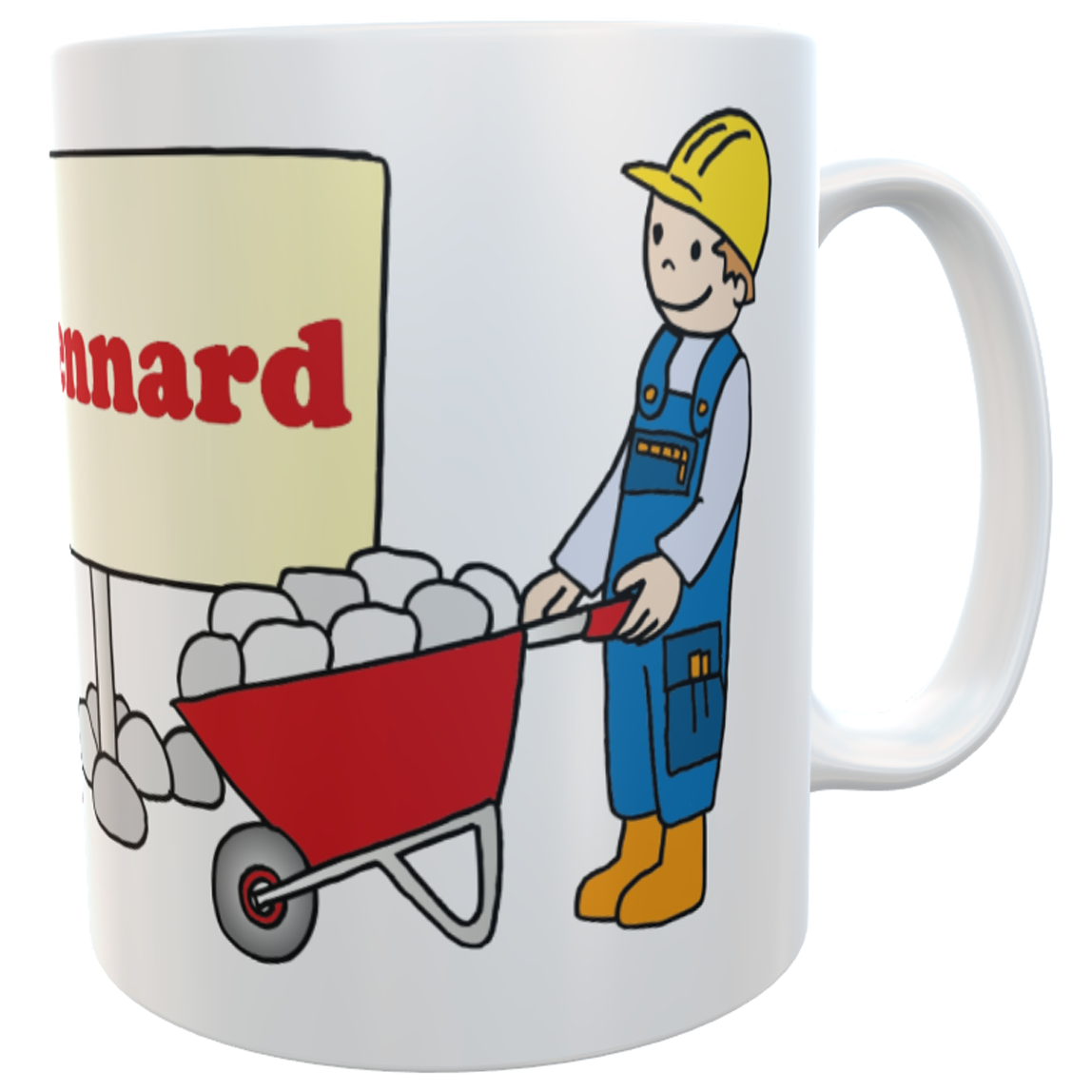 Namenstasse Bagger auf Baustelle - personalisierte Kindertasse