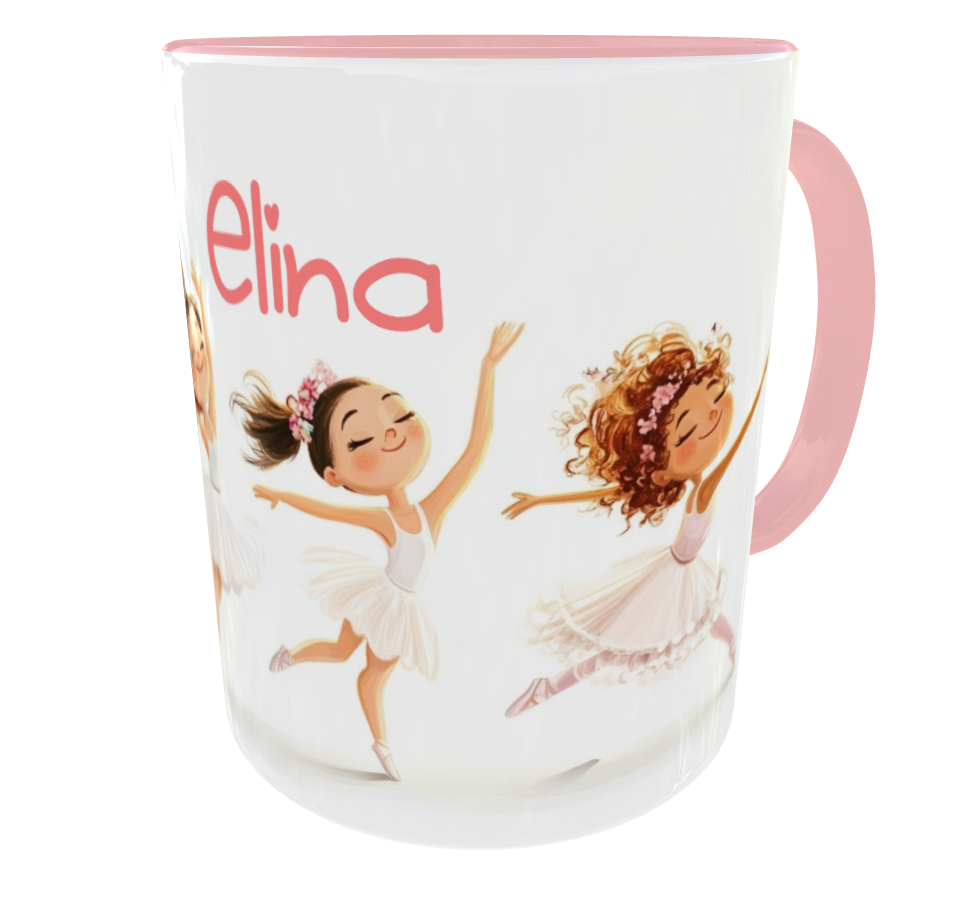 personalisierte Ballett-Tasse mit Wunschname für die kleine Ballerina