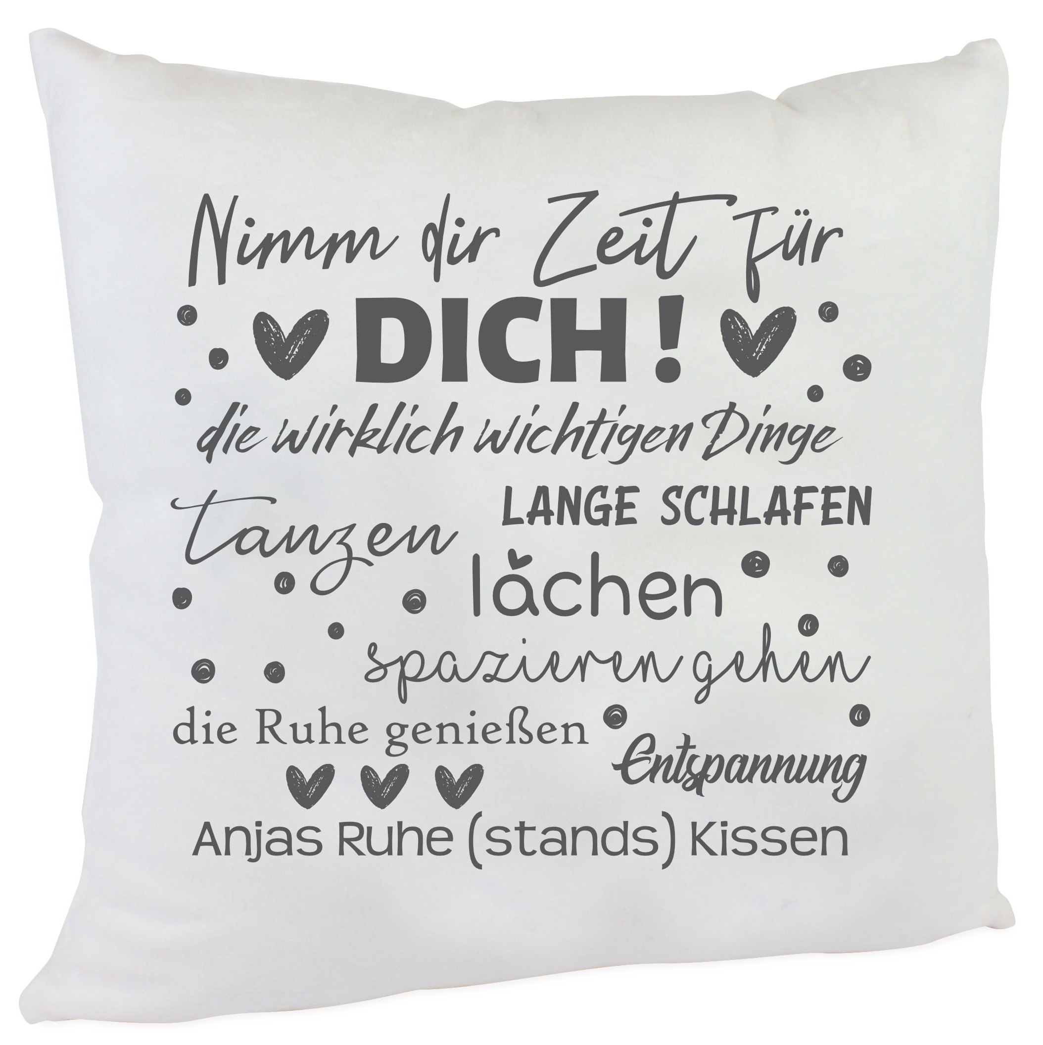 personalisiertes Kissen Ruhestand Nimm dir Zeit Abschiedsgeschenk flauschig