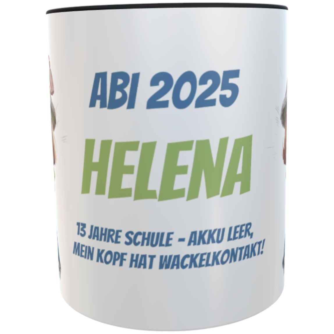 Personalisierte Abi-Tasse 2025 – 13 Jahre Schule – Akku leer, mein Kopf hat Wackelkontakt! – Lustiges Abitur-Geschenk mit Name