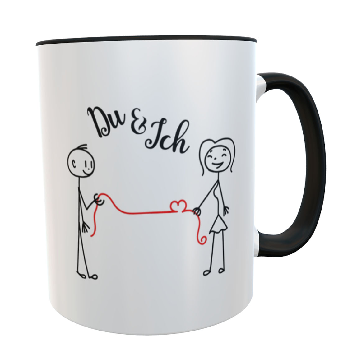 Kaffeetasse Valentinstag Strichmännchen Du & Ich