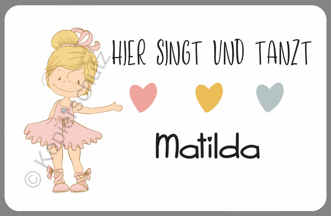 personalisiertes Türschild Ballerina mit Wunschname