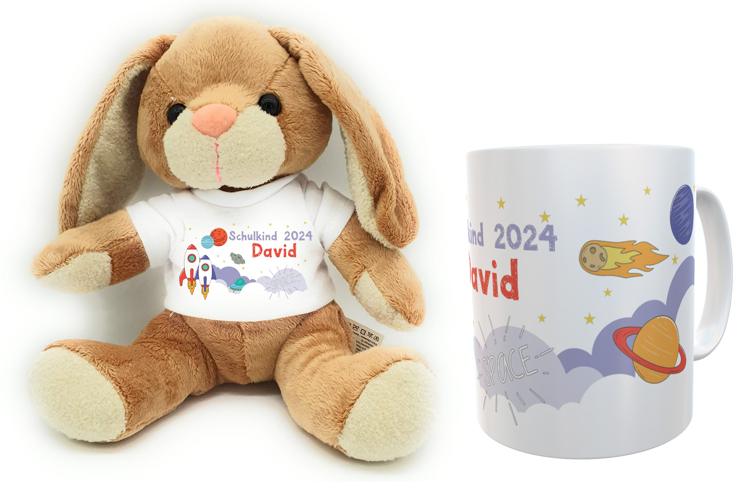 Schulanfangs-Set Space mit Hase und Tasse