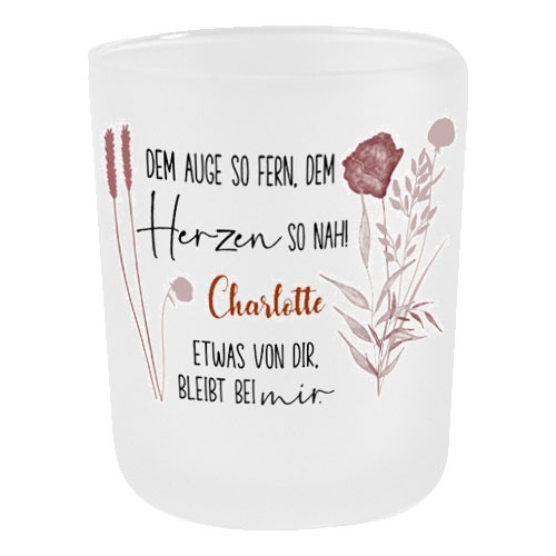 Teelichtglas Trauerlicht mit Spruch Dem Auge so Fern