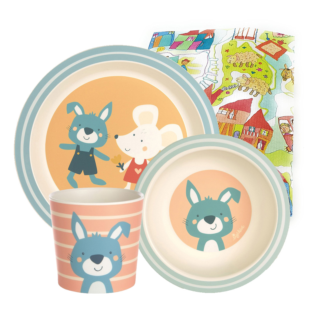 Sigikid Melamin Geschirr-Set Hase/Maus 3-teilig