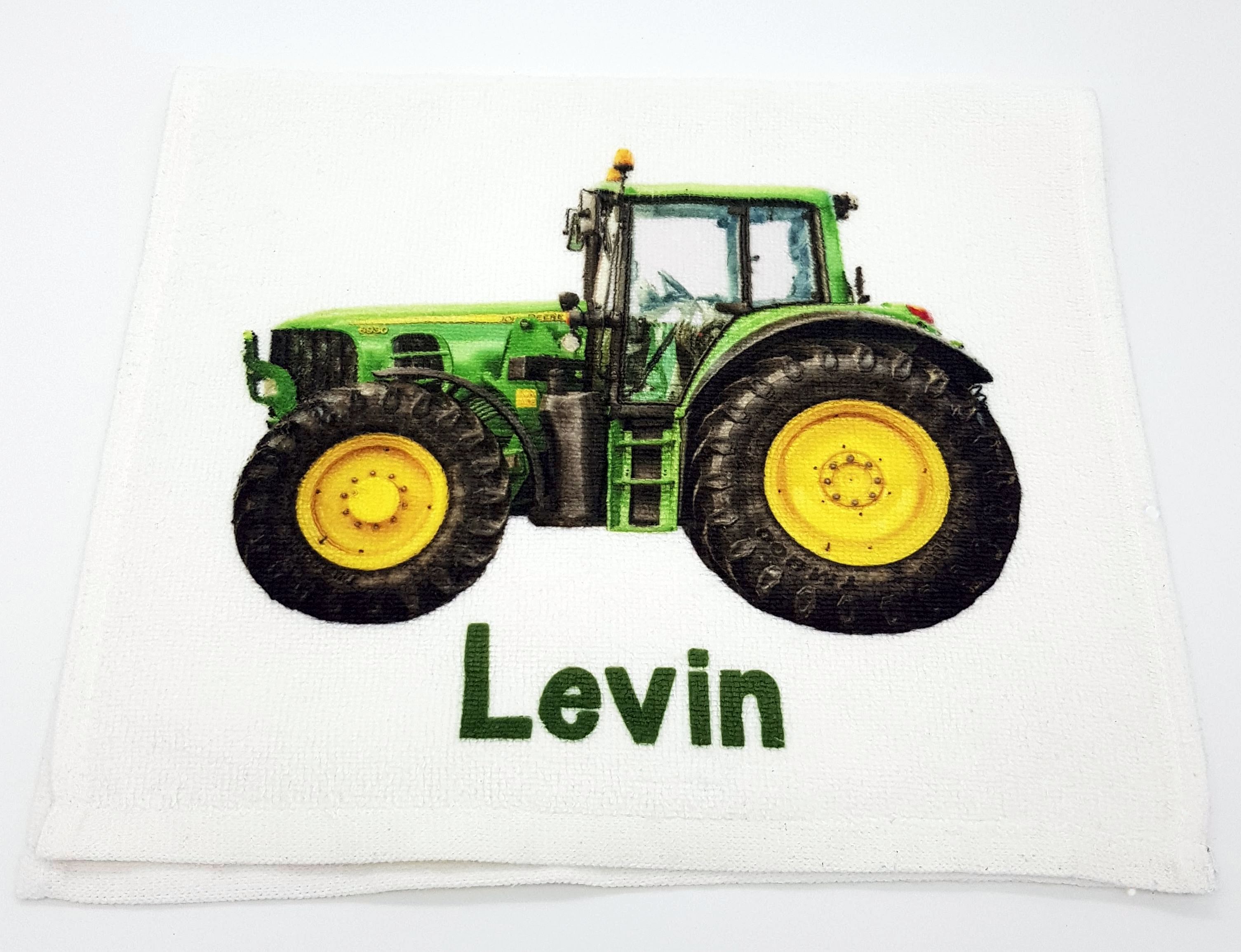Kinderhandtuch Traktor mit Wunschname - personalisiertes Handtuch 30x50cm Trecker - Gästehandtuch