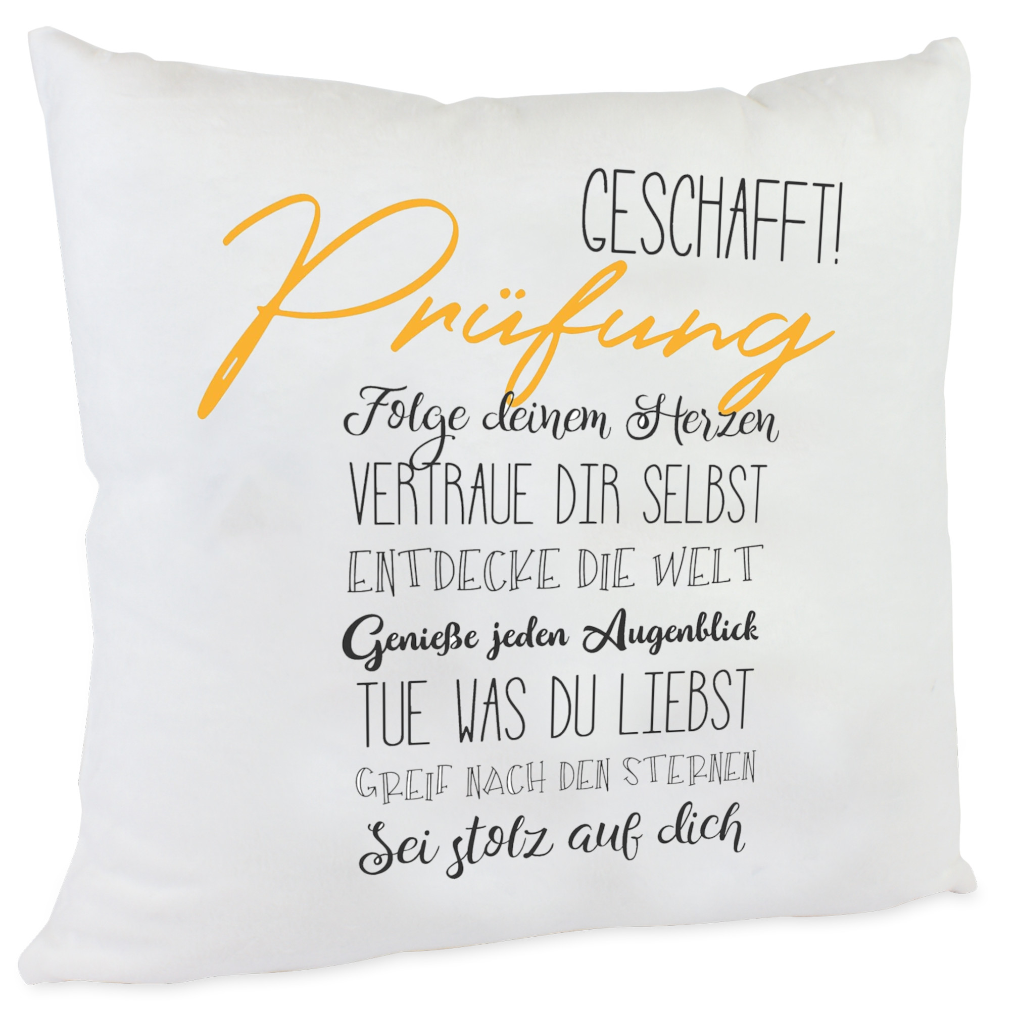 Kissen Prüfung geschafft Geschenk mit tollen Sprüchen