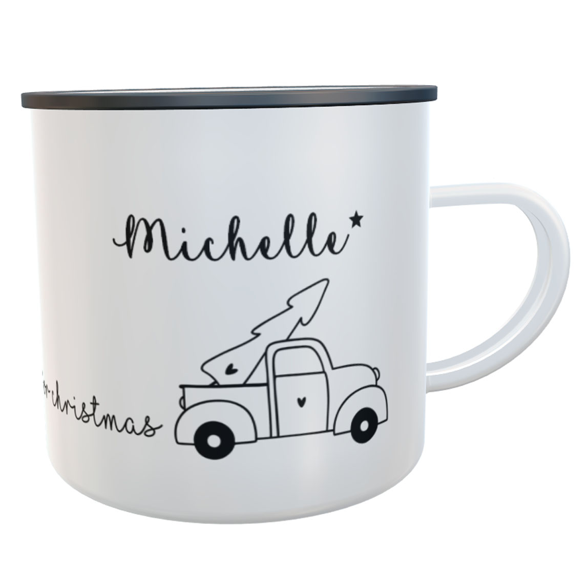 Emaillle-Becher Driving Home for Christmas