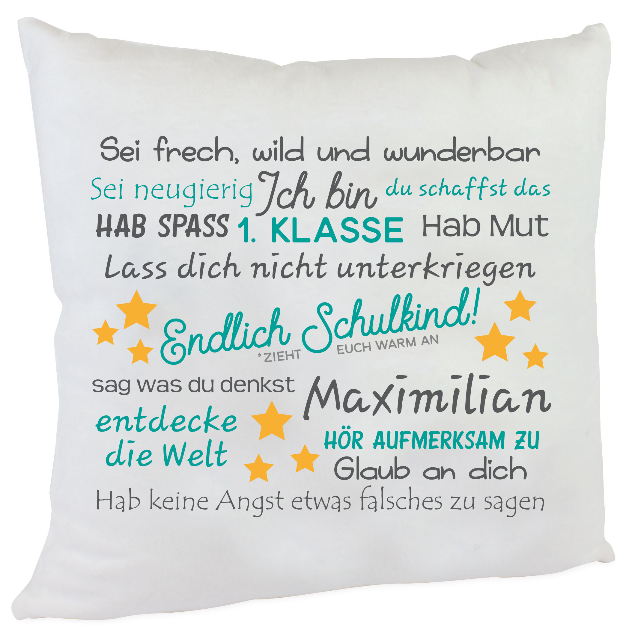 personalisiertes Kissen zur Einschulung Junge