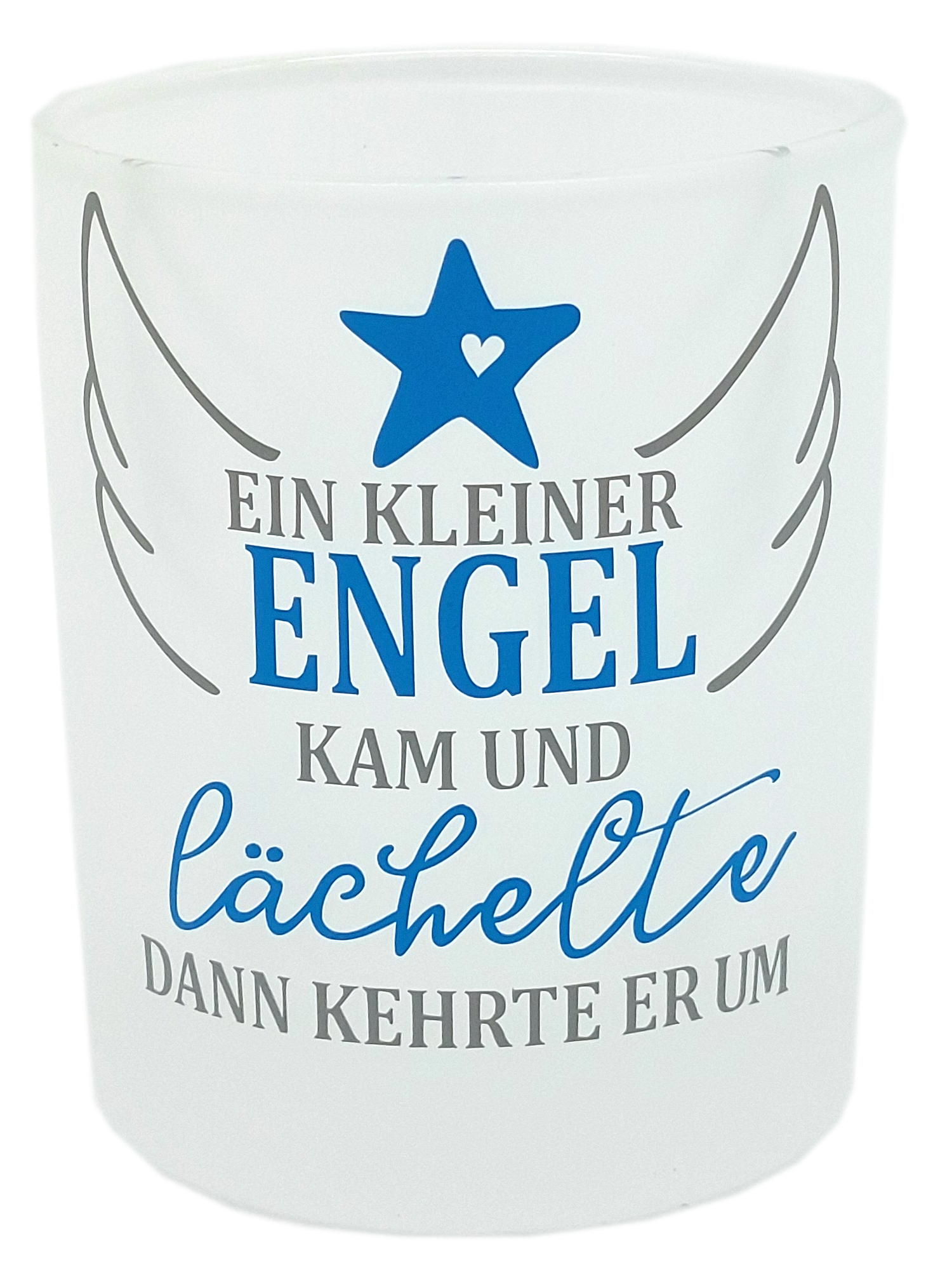 Teelicht für Sternenkinder Trauerkerze Engel blau