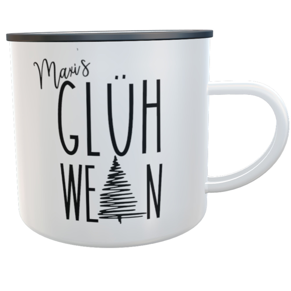 Emaille-Tasse Glühwein Tannenbaum mit Namen
