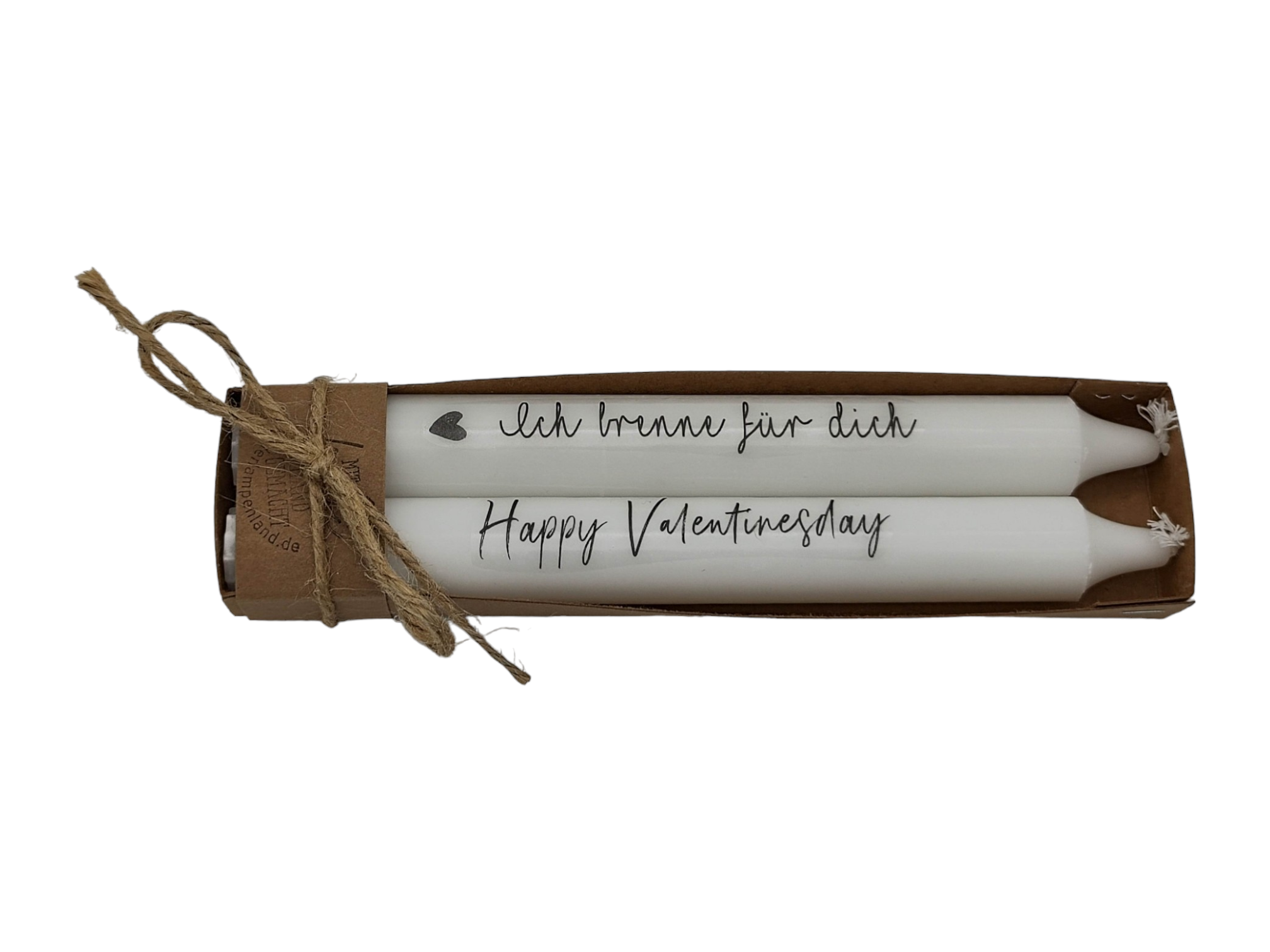 Stabkerzen Valentinstag mit Spruch 2er-Set