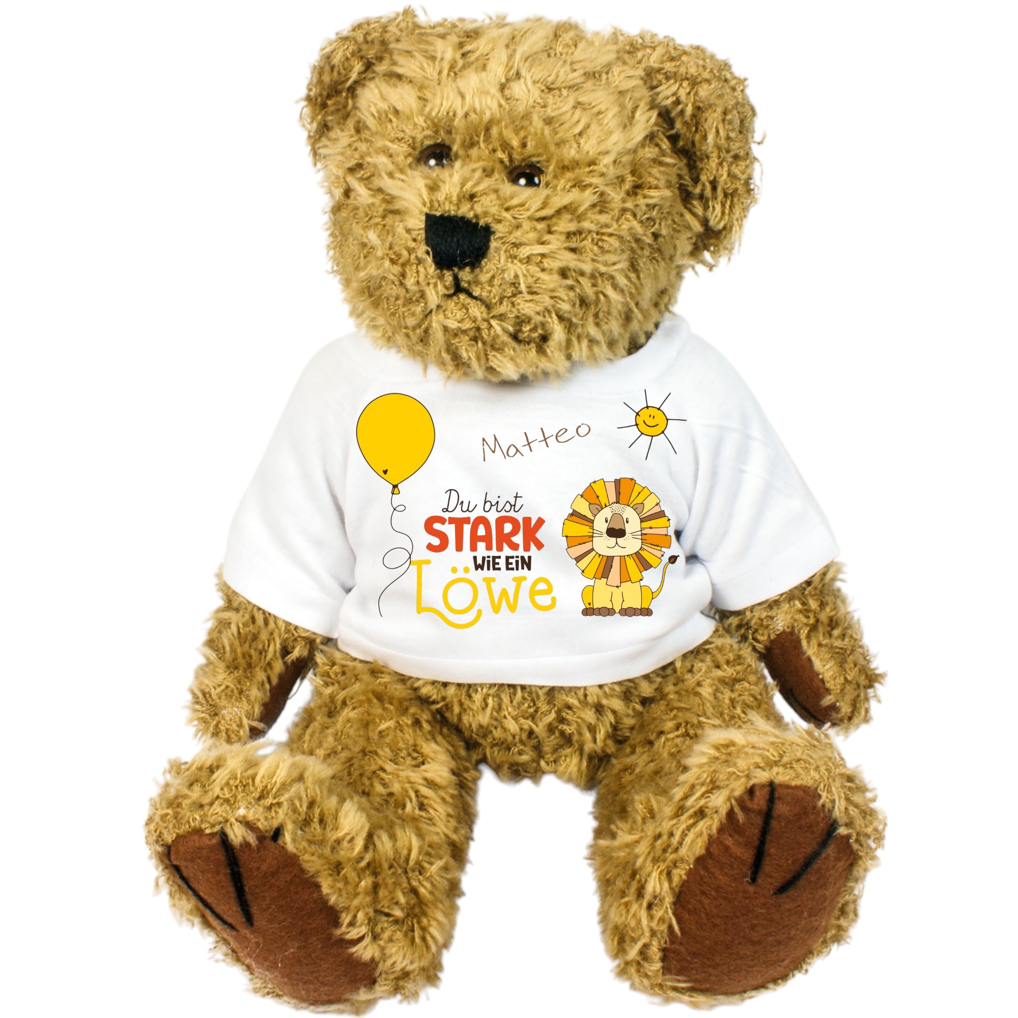 Personalisierter Teddybär mit Name – Plüschbär mit Spruch als Trostspender & Genesungsgeschenk